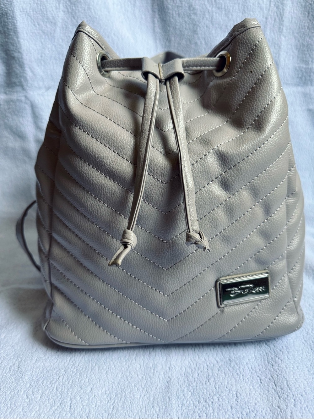 Taupe Chevron Drawstring Mini Backpack